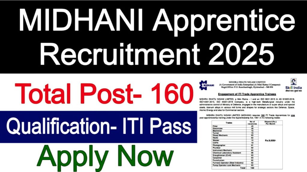 MIDHANI Apprentice Recruitment 2025