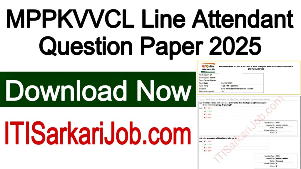 MPPKVVCL Line Attendant Question Paper 2025