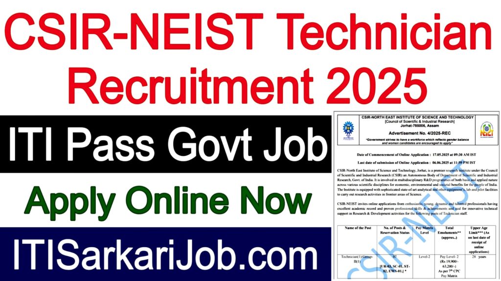 CSIR-NEIST Technician Recruitment 2025