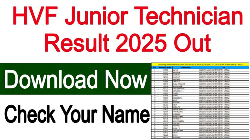 HVF Junior Technician Result 2025