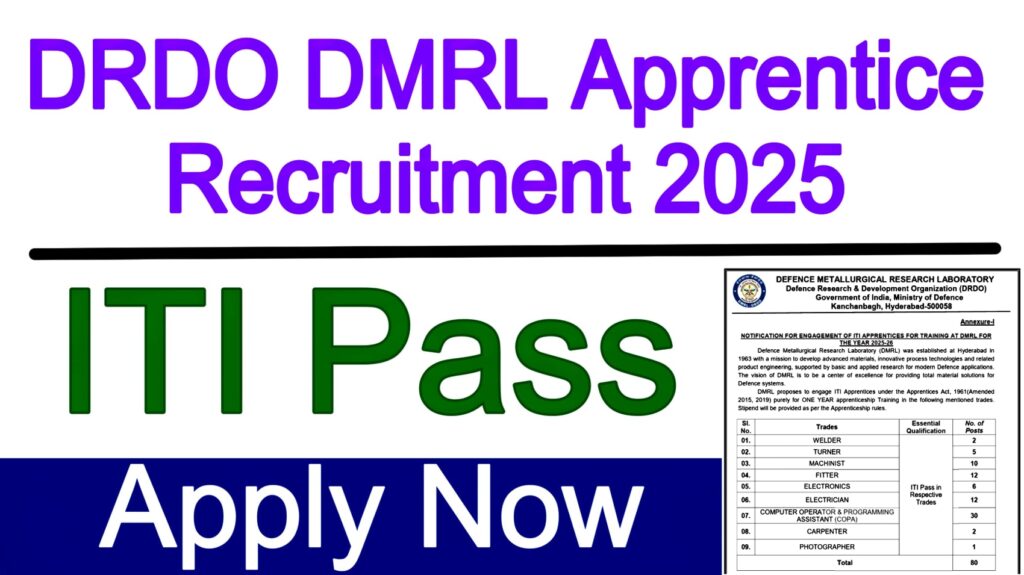 DRDO DMRL Apprentice Recruitment 2025
