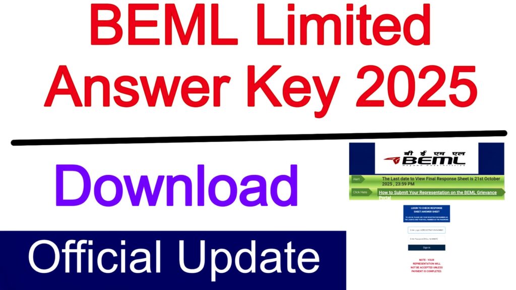 BEML Limited Answer Key 2025