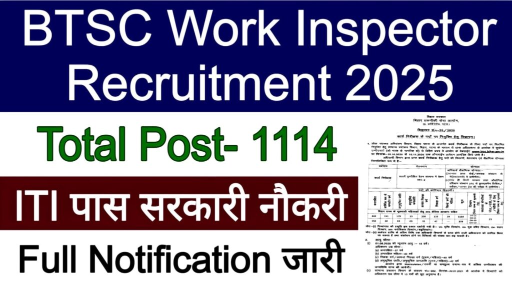 BTSC Work Inspector Recruitment 2025