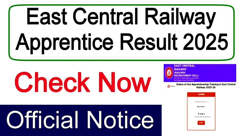 East Central Railway Apprentice Result 2025