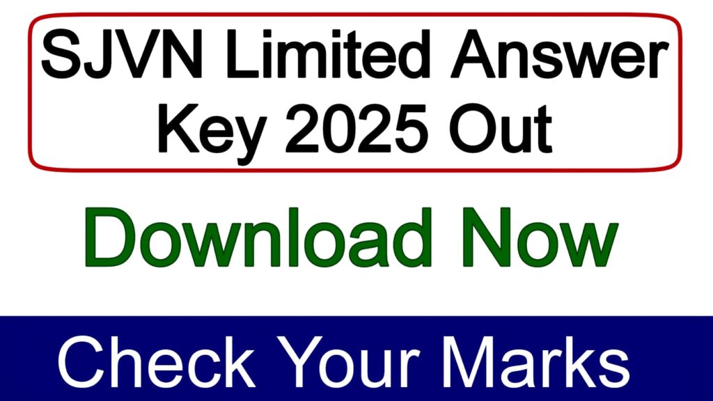 SJVN Limited Answer Key 2025