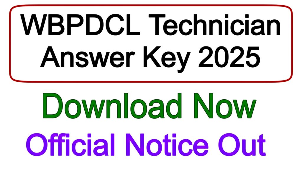 WBPDCL Technician Answer Key 2025