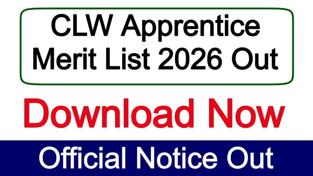 CLW Apprentice Merit List 2026