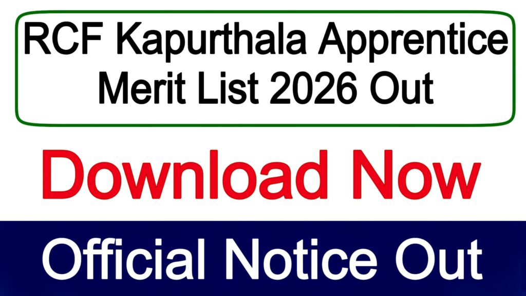 RCF Kapurthala Apprentice Merit List 2026