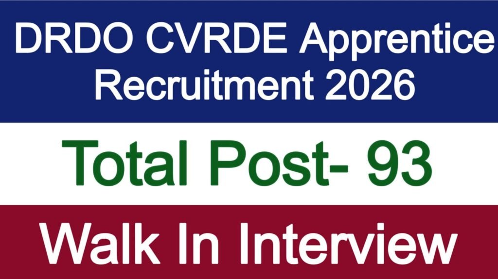 DRDO CVRDE Apprentice Recruitment 2026